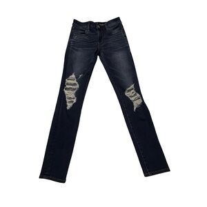 American Eagle Ne(x)t Level Stretch Distressed Dark Wash Jeans‎ 0 Short